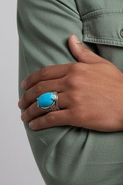 Pençe Model Firüze Taşlı Gümüş Yüzük