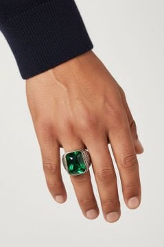 Yeşil Zirkon Taşlı Gümüş Yüzük