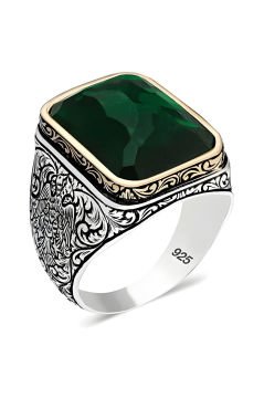 Yeşil Zirkon Taşlı Gümüş Yüzük