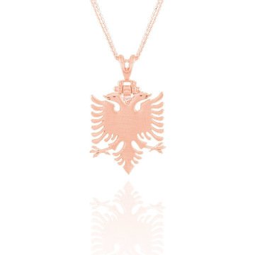 Çift Başlı Kartal Model Gümüş Kolye Rose Rengi