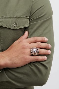 Pençe Model Akik Taş Üzeri Devlet Arması Yüzük