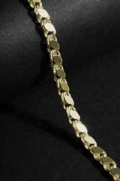 Pullu Model Gümüş 4,35 mm Genişlik Bileklik 17 Cm - Altın Rengi
