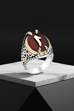 Pençe Model Akik Taşı Üzerine Elif Gümüş Yüzük