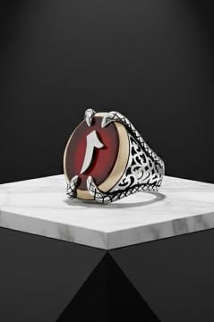 Pençe Model Akik Taşı Üzerine Elif Gümüş Yüzük