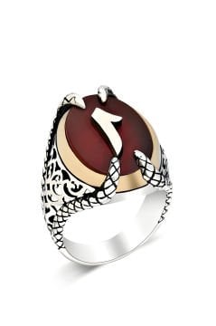 Pençe Model Akik Taşı Üzerine Elif Gümüş Yüzük