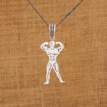 Body Builder Model Gümüş Kolye
