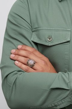 Pençe Model Akik Taş Üzeri Vav Elif Yüzük