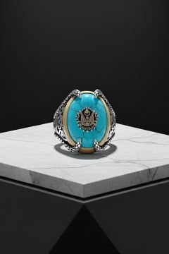 Pençe Model Firüze Taşı Üzeri Devlet Arması Yüzük