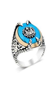 Pençe Model Firüze Taşı Üzeri Devlet Arması Yüzük