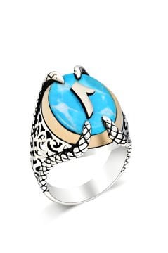 Pençe Model Firüze Taşı Üzerine Elif Gümüş Yüzük