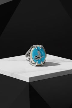 Pençe Model Firüze Taşı Üzerine Tuğra Yüzük