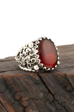 Akik Taşlı El İşi Gümüş Yüzük