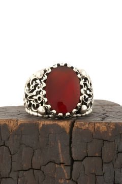 Akik Taşlı El İşi Gümüş Yüzük