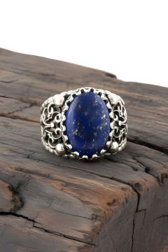 Lapis Lazuli Taşlı El İşi Gümüş Yüzük