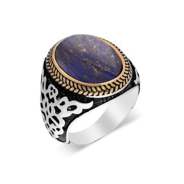 Lapis Lazuli Taşlı Gümüş Erkek Yüzük
