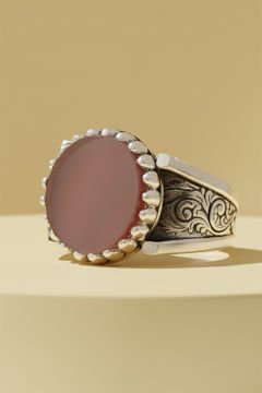 Akik Taşlı Payidar Model Gümüş Yüzük