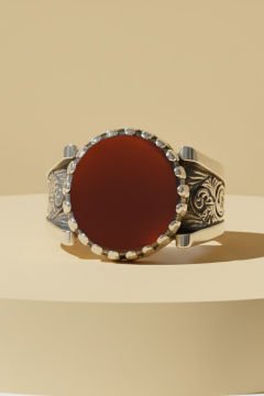 Akik Taşlı Payidar Model Gümüş Yüzük