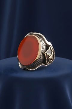 Küçük Boy Zambak Model Akik Taşlı Gümüş Yüzük