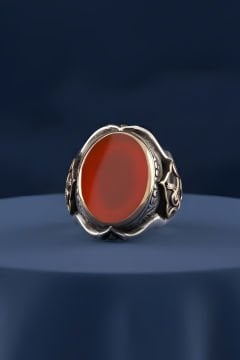 Küçük Boy Zambak Model Akik Taşlı Gümüş Yüzük