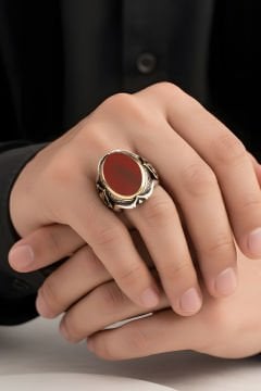 Küçük Boy Zambak Model Akik Taşlı Gümüş Yüzük