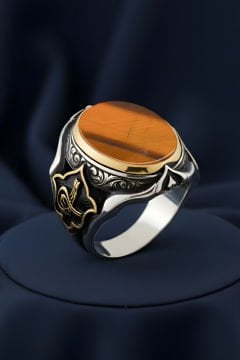 Küçük Boy Zambak Kaplangözü Taşlı Gümüş Yüzük