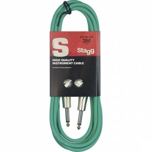 STAGG SGC3DL CGR YEŞİL ENSTRÜMAN KABLOSU 3 M