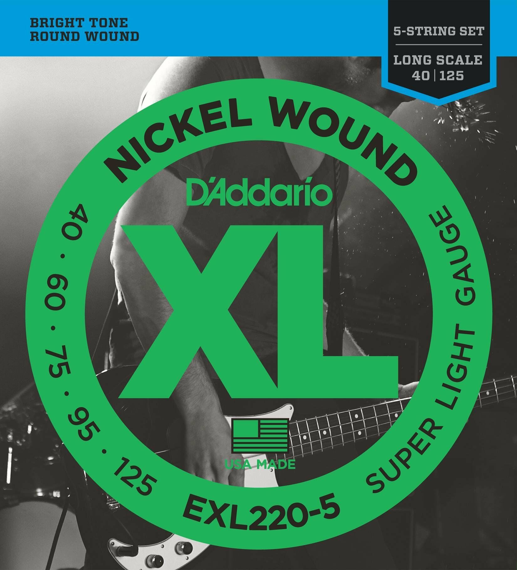 DADDARİO EXL220-5 BAS GİTAR TELİ 5 TELLİ SUPER LİGHT 0.40-125