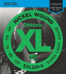 DADDARİO EXL220-5 BAS GİTAR TELİ 5 TELLİ SUPER LİGHT 0.40-125