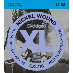 DADDARİO EXL116 TEL-ELEKTRO GİTAR TELİ SET 0.11-0.52 MEDIUM TOP/HEAVY BOTTOM NICKEL WOUND: