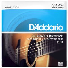 DADDARİO EJ11 80/20 BRONZE LİGHT 012-053 TAKIM TEL AKUSTİK GİTAR TELİ