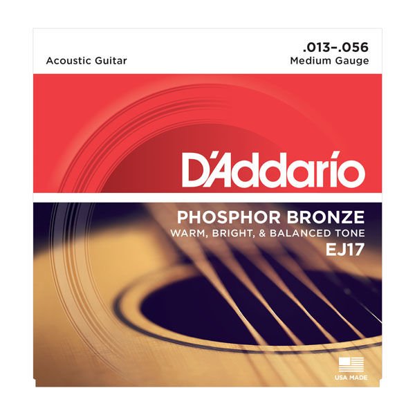 DADDARİO EJ17 PHOSPHOR BRONZE MEDİUM TAKIM TEL AKUSTİK GİTAR TELİ 013-056