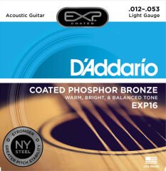 DADDARİO EXP16 COATED PHOSPHOR BRONZE LİGHT TAKIM TEL AKUSTİK GİTAR TELİ 012-053