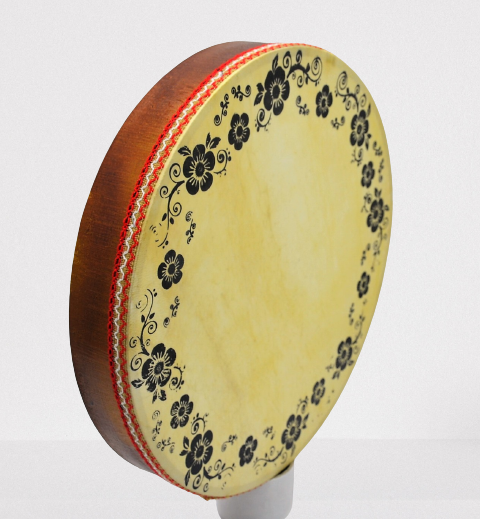 İMECE DB42 HAYVAN DERİLİ AHŞAP BENDİR DESENLİ 42 CM