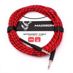 MADİSON İP SARGILI ENSTRUMAN KABLOSU 6 METRE KIRMIZI SİYAH ÇİZGİLİ