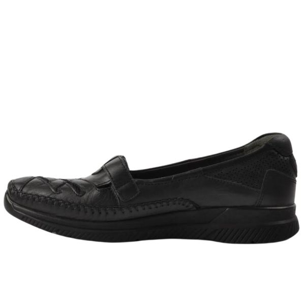 Forelli 29429-G Elena Siyah Kadın Comfort Deri Ayakkabı