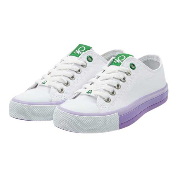 Benetton BN-30176 Beyaz-Lila Kadın Spor Ayakkabı
