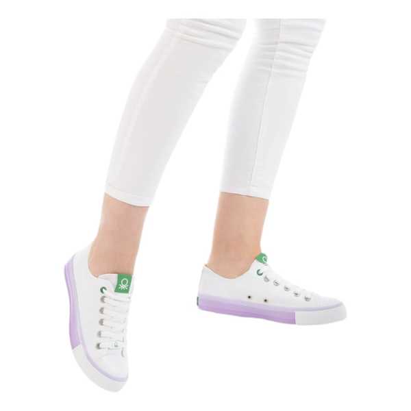 Benetton BN-30176 Beyaz-Lila Kadın Spor Ayakkabı