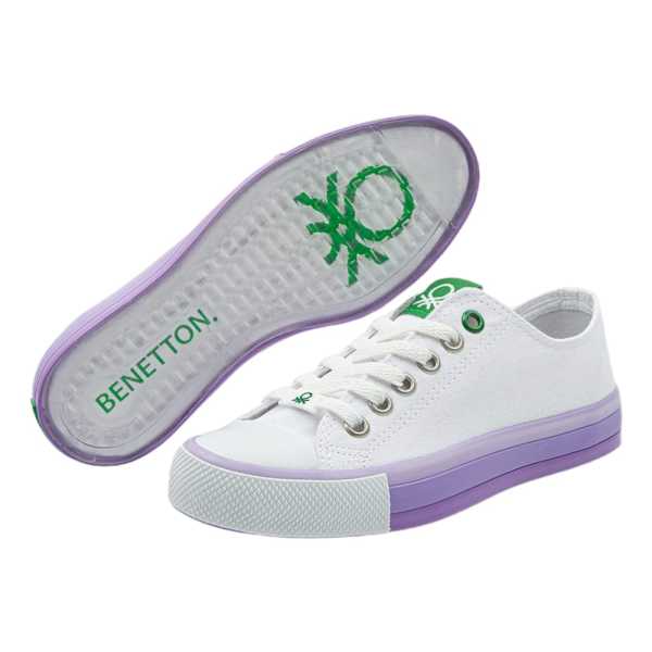 Benetton BN-30176 Beyaz-Lila Kadın Spor Ayakkabı