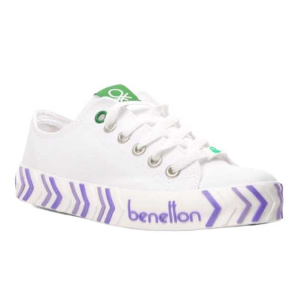 Benetton BN-30624 Beyaz-Lila Kadın Spor Ayakkabı