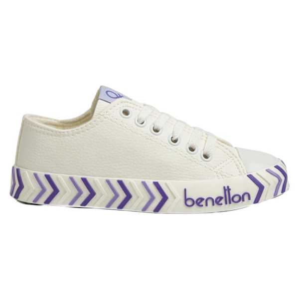 Benetton BN-30723 Beyaz-Lila Kadın Spor Ayakkabı