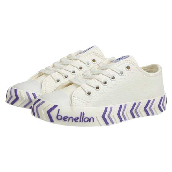 Benetton BN-30723 Beyaz-Lila Kadın Spor Ayakkabı