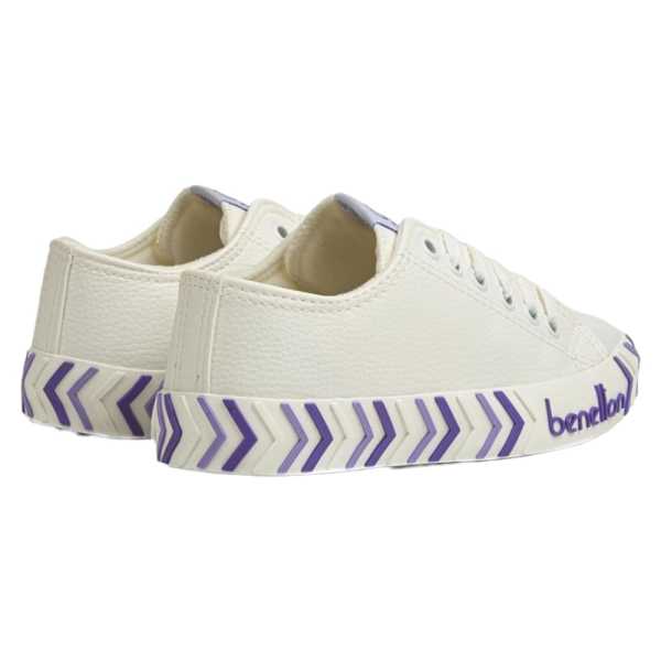 Benetton BN-30723 Beyaz-Lila Kadın Spor Ayakkabı