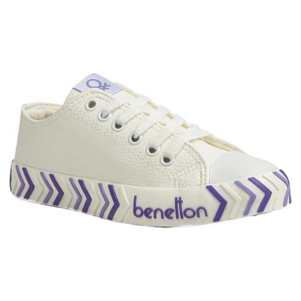 Benetton BN-30723 Beyaz-Lila Kadın Spor Ayakkabı