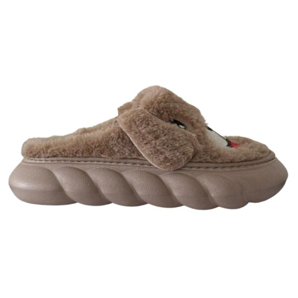Cex 3PR Camel Köpekli Peluş Kadın Ev İçi Terlik