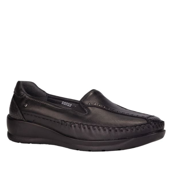 Forelli 55022-H Lina Siyah Kadın Comfort Deri Ayakkabı