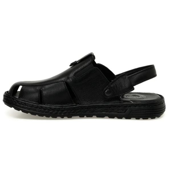 Polaris 107397 4FX Siyah Erkek Comfort Deri Sandalet
