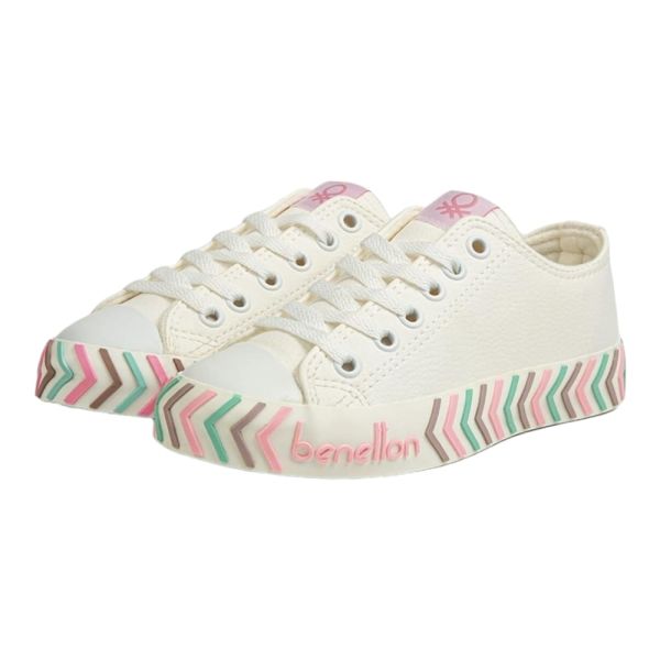 Benetton BN-30723 Beyaz-Pembe Kadın Spor Ayakkabı