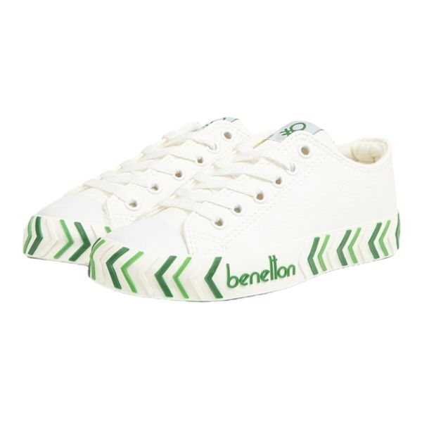 Benetton BN-30723 Beyaz-Yeşil Kadın Spor Ayakkabı
