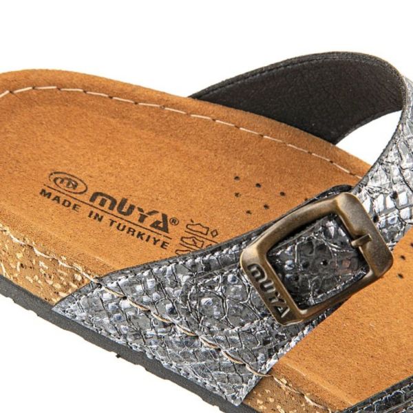 Muya 31101 Camilia Yılan Platin Kadın Parmak Arası Terlik