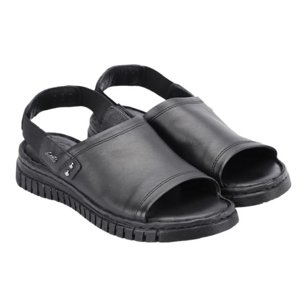 Forelli 38501 Gloria-G Siyah Kadın Comfort Deri Sandalet